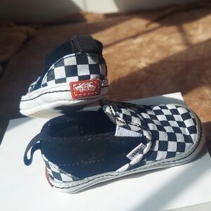 Vans Kids Checkered Slip-On Shoes - Black and White